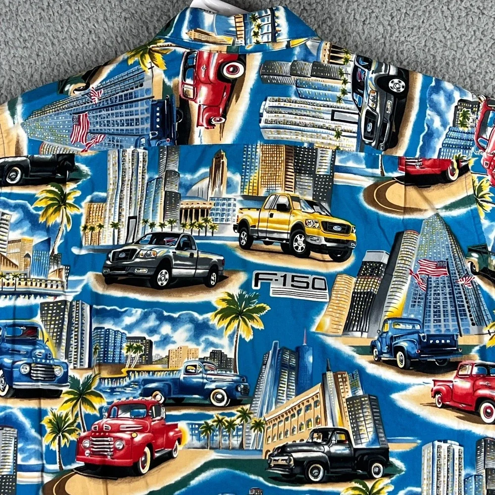Reyn Spooner Shirt Mens M‎ Ford F-150 Pickup Truck Hawaiian Beach AOP Dad Casual